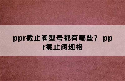 ppr截止阀型号都有哪些？ ppr截止阀规格